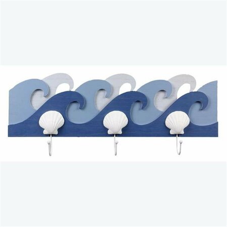 YOUNGS Wood Coastal Ombre Wall Hook with Resin Shell 62228
